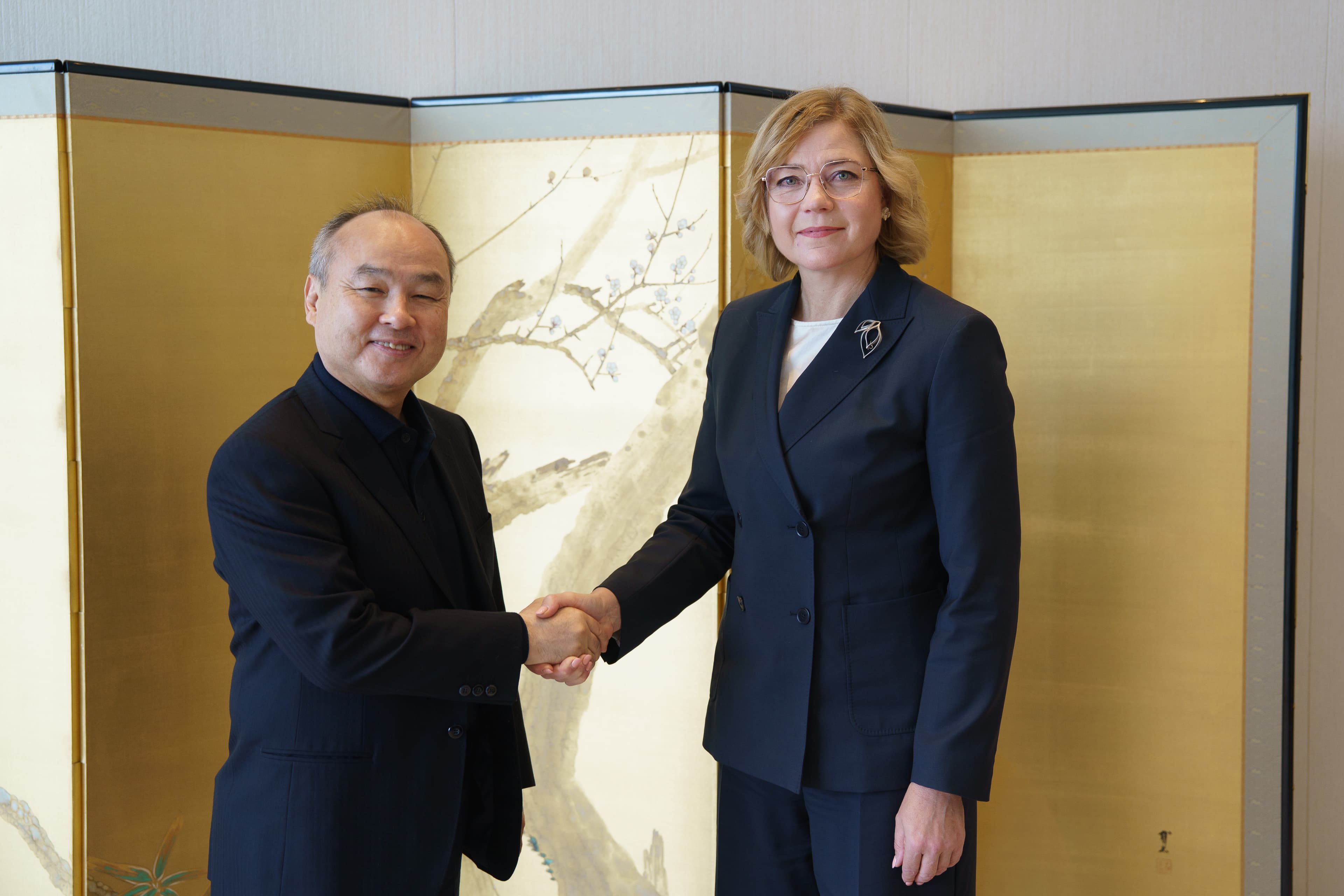 Henna Virkkunen and Masayoshi Son, May 2025 · Archive photograph
